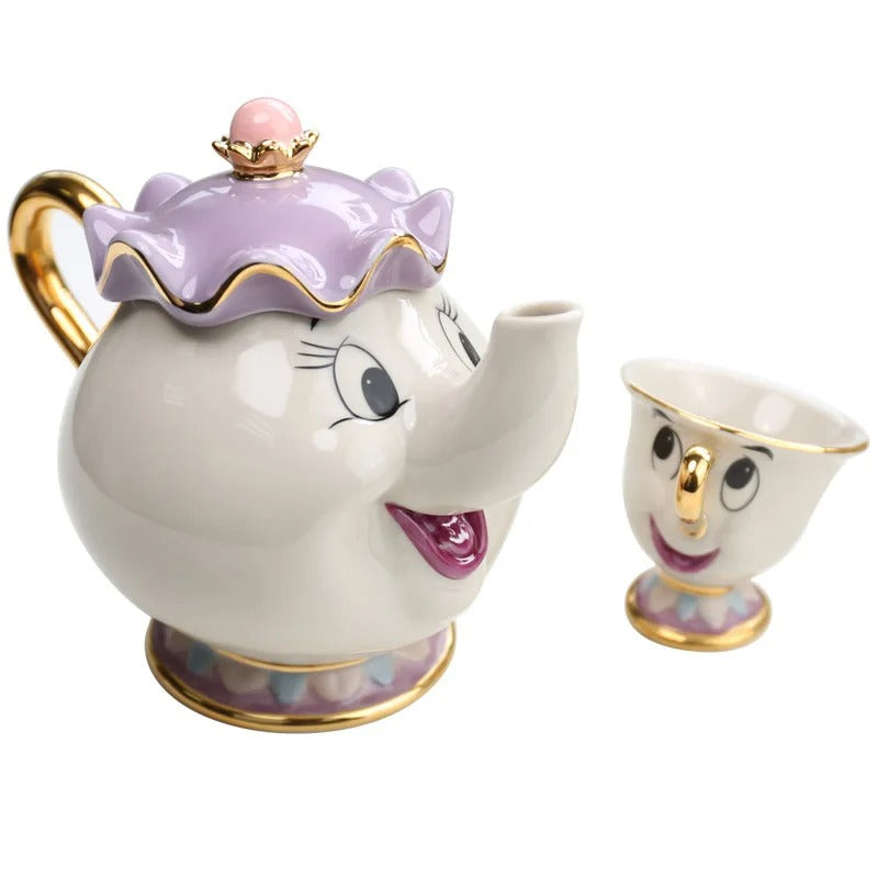 Ceramic Tea Set Cartoon Beauty And The Beast Teapot + 1 cup Beauty And The Beast birthday gift cartoon Cup Set cartoon Tea Pot Cartoon tea set Ceramic tea set coffee set Creative mug Mrs Potts Chip Cup Retro Tea Coffee Cup Sculpture Tea Set tableware Tea Pot Tea Set Wedding gift