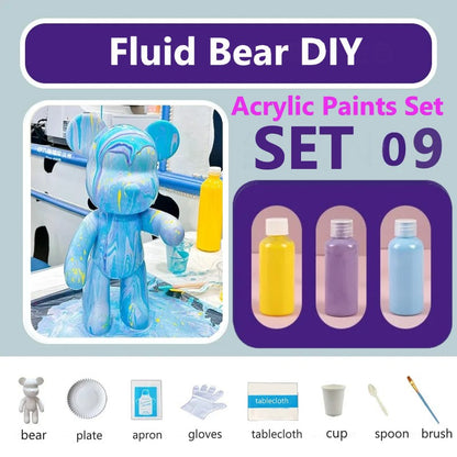 23 cm Fluid White Bear DIY Acrylic Painting Kit -  Liquid Art Bear Figurine