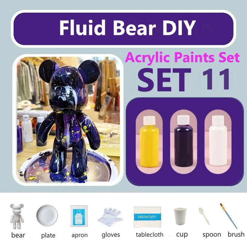 23 cm Fluid White Bear DIY Acrylic Painting Kit -  Liquid Art Bear Figurine