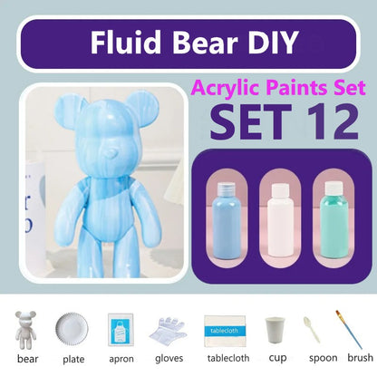 23 cm Fluid White Bear DIY Acrylic Painting Kit -  Liquid Art Bear Figurine