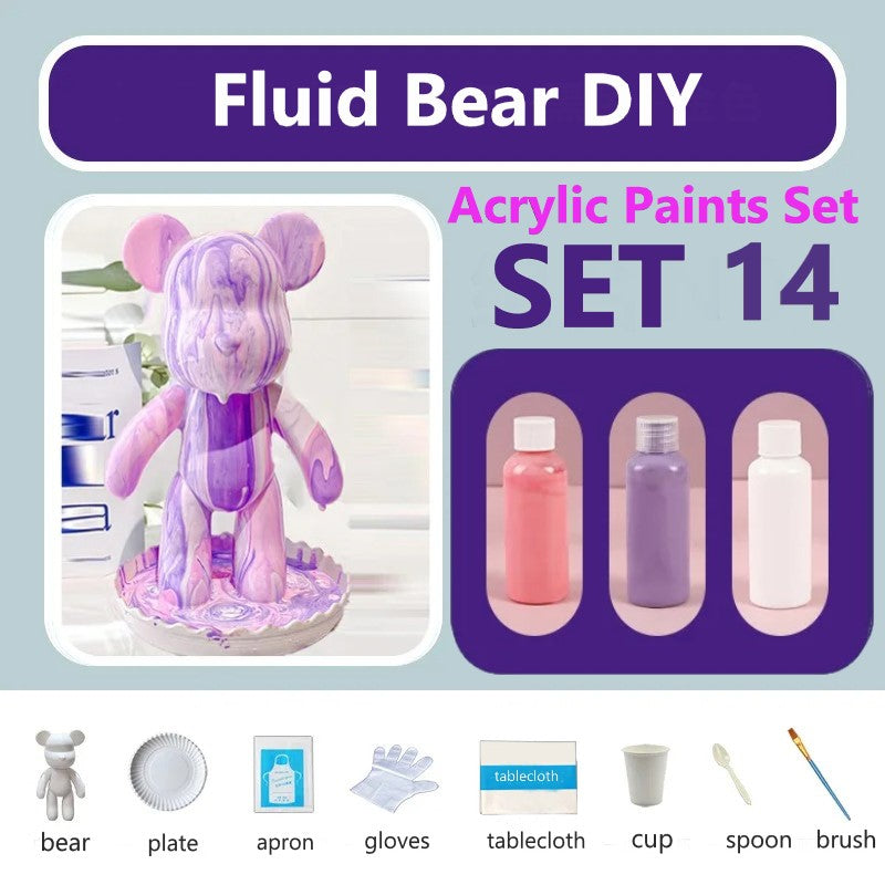 23 cm Fluid White Bear DIY Acrylic Painting Kit -  Liquid Art Bear Figurine