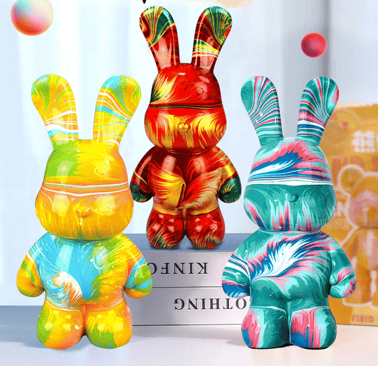 DIY Paint Liquid Animal Rabbit /Bear - White Embryo Fluid Rabbit Hand-painted Doll, Deposit Jar, Home Decoration Statue animal statue deposit jar DIY art project DIY painting fluid art fluid rabbit hand-painted rabbit home decor unique home decor white embryo doll