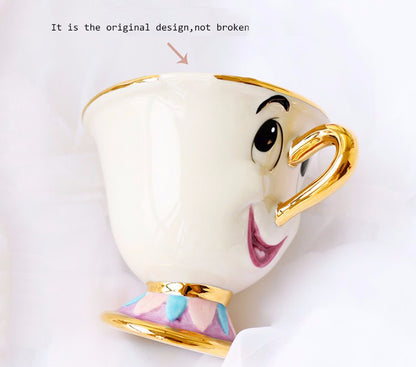 Ceramic Tea Set Cartoon Beauty And The Beast Beauty And The Beast birthday gift cartoon Cup Set cartoon Tea Pot Cartoon tea set Ceramic tea set coffee set Creative mug Mrs Potts Chip Cup Retro Tea Coffee Cup Sculpture Tea Set tableware Tea Pot Tea Set Wedding gift