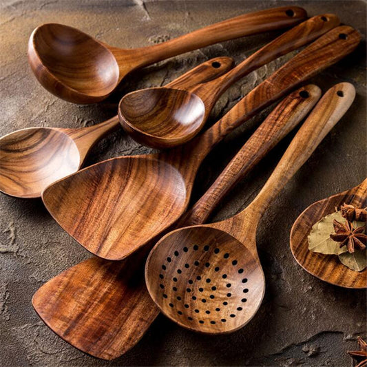 7pcs/set Natural Wooden Kitchen Tool Set