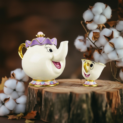 Ceramic Tea Set Cartoon Beauty And The Beast Beauty And The Beast birthday gift cartoon Cup Set cartoon Tea Pot Cartoon tea set Ceramic tea set coffee set Creative mug Mrs Potts Chip Cup Retro Tea Coffee Cup Sculpture Tea Set tableware Tea Pot Tea Set Wedding gift