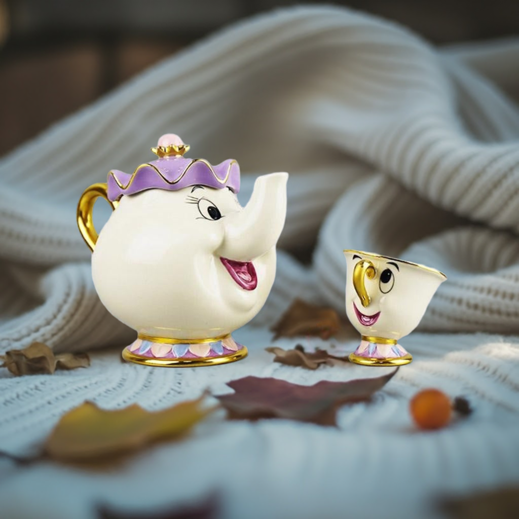 Ceramic Tea Set Cartoon Beauty And The Beast Beauty And The Beast birthday gift cartoon Cup Set cartoon Tea Pot Cartoon tea set Ceramic tea set coffee set Creative mug Mrs Potts Chip Cup Retro Tea Coffee Cup Sculpture Tea Set tableware Tea Pot Tea Set Wedding gift