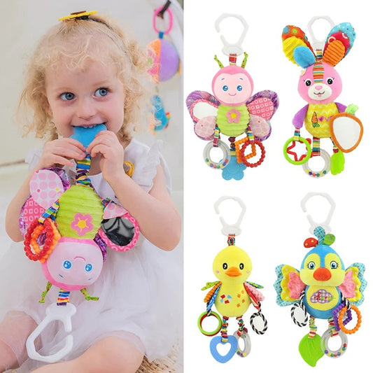 Soft Animal Handbell Rattles - Plush Baby Toys with Teether animal baby toy baby development toy baby handle toy baby plush toy baby rattle baby shower gift butterfly rattle colorful plush duck plush toy hot selling baby toy infant development toy newborn gift plush handbell toy rabbit baby toy sensory toy soft baby toy teether toy toddler toy