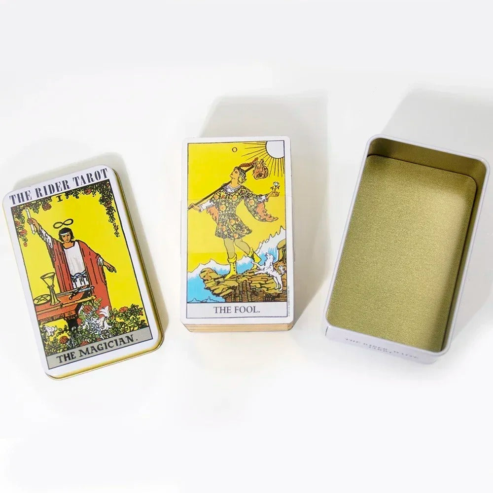 The Rider Tarot with Tin Box Tarot Cards Gilded Edge 78-card tarot deck beginner tarot deck classic tarot cards divination cards gilded edge tarot portable tarot set Rider Tarot deck Rider-Waite tarot spiritual guidance tarot card collection tarot deck for collectors tarot deck gift tarot reading cards tarot with guidebook tarot with tin box