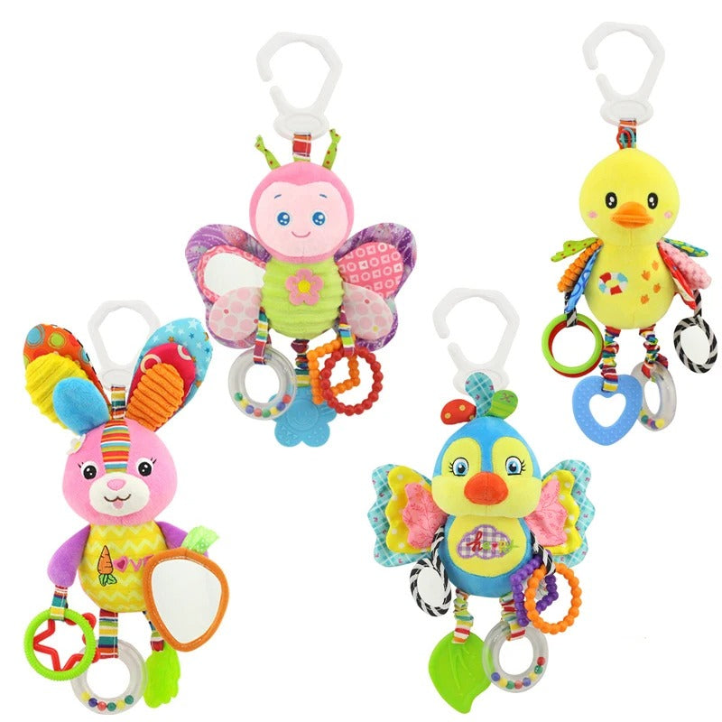 Soft Animal Handbell Rattles - Plush Baby Toys with Teether animal baby toy baby development toy baby handle toy baby plush toy baby rattle baby shower gift butterfly rattle colorful plush duck plush toy hot selling baby toy infant development toy newborn gift plush handbell toy rabbit baby toy sensory toy soft baby toy teether toy toddler toy